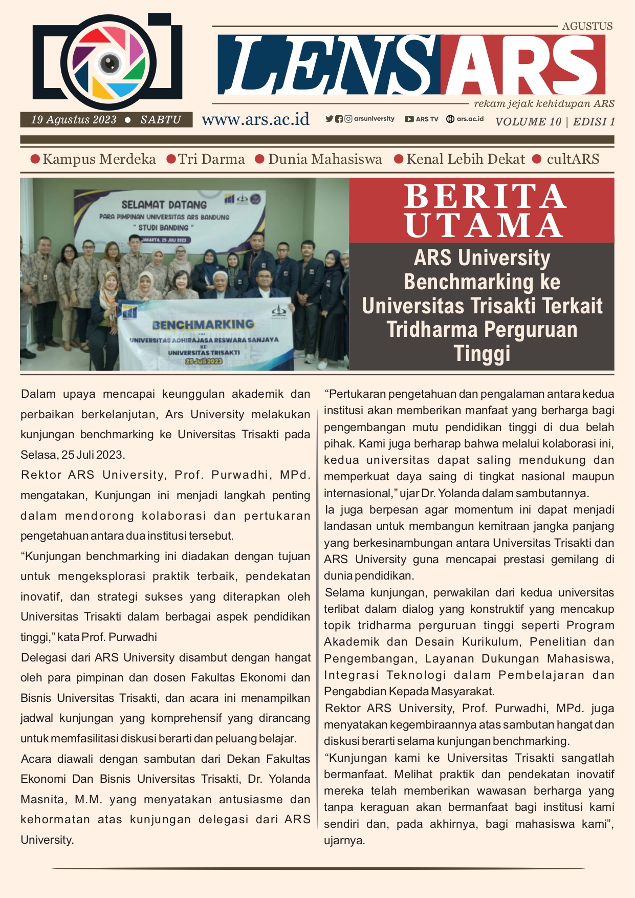 Lensa ARS Edisi I - Volume 10, 19 Agustus 2023