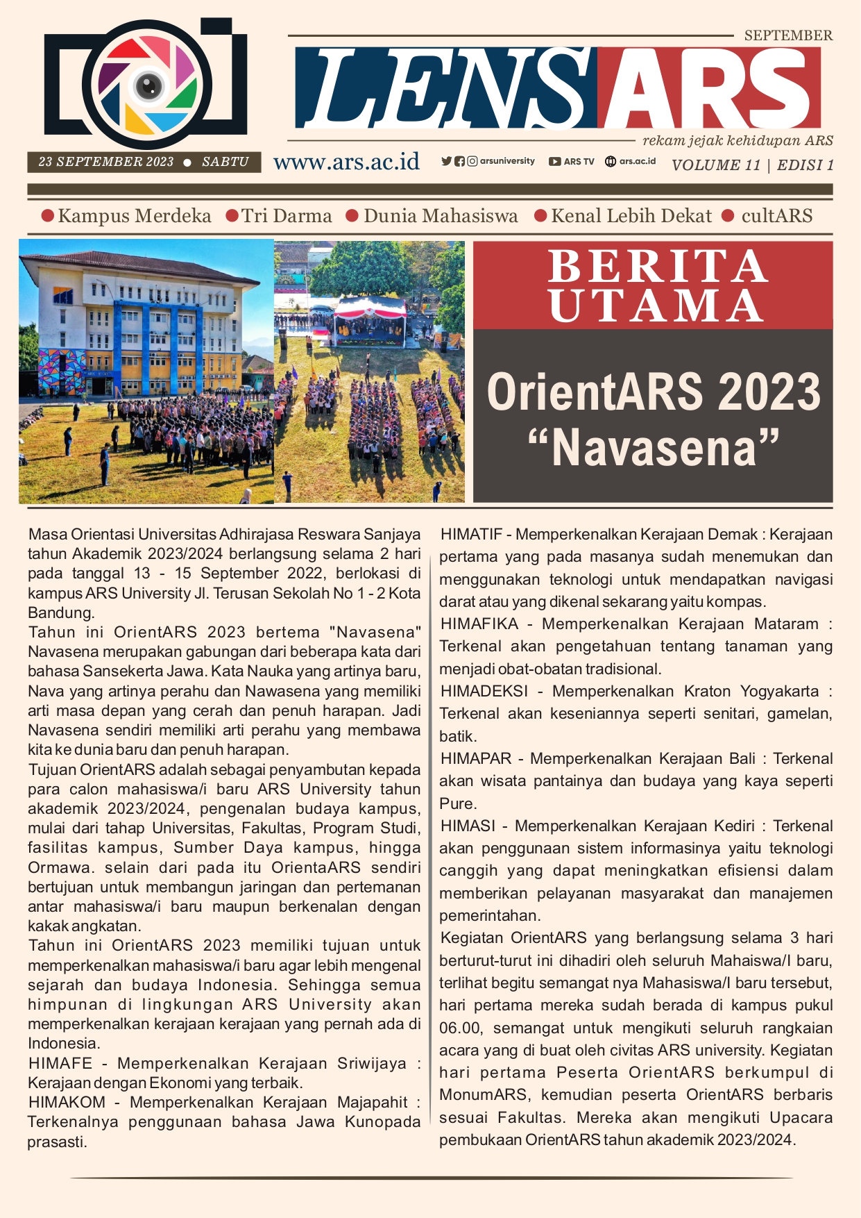 Lensa ARS Edisi I - Volume 11, 23 September 2023