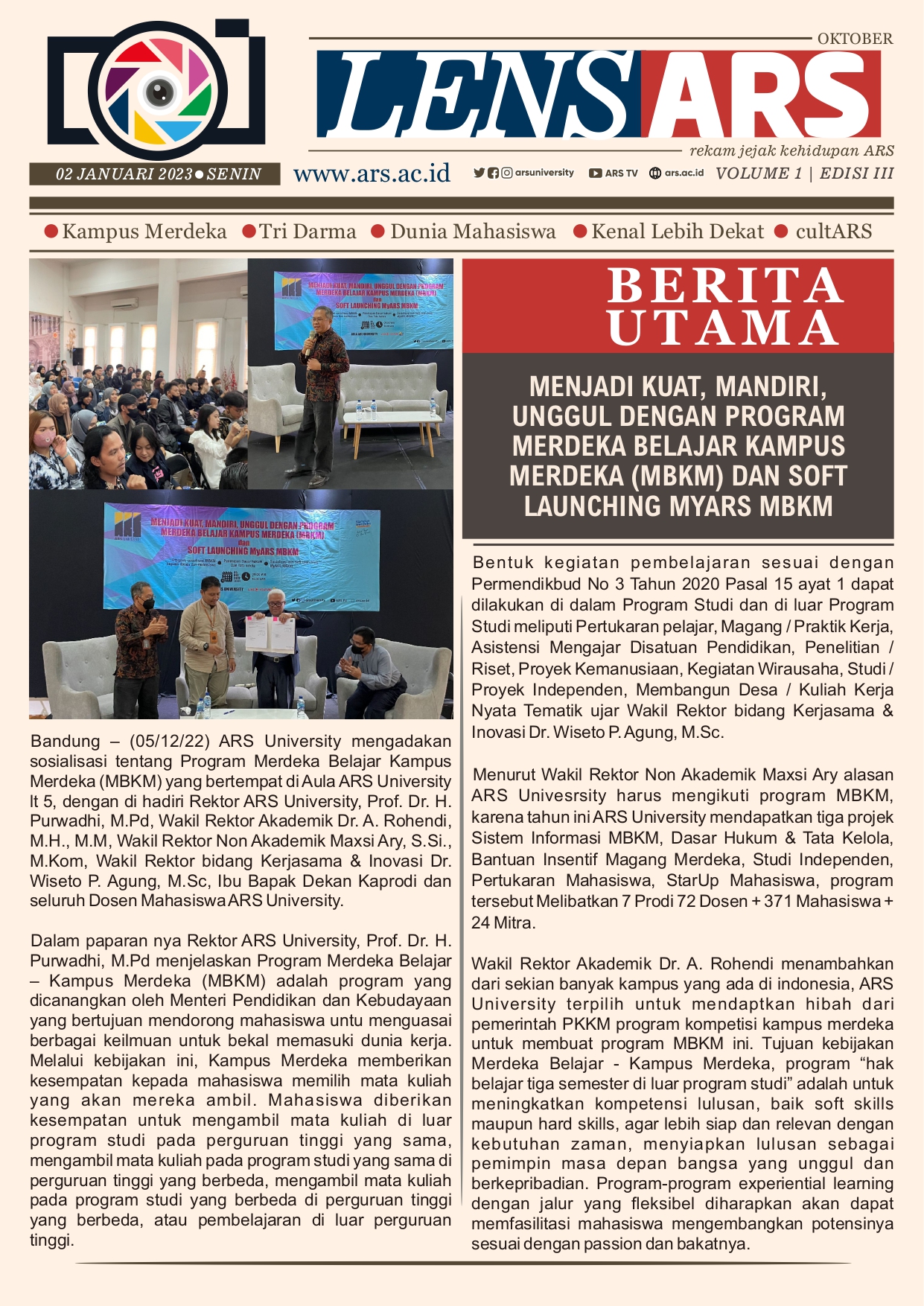 Lensa ARS Edisi I - Volume 3, 2 Januari 2023