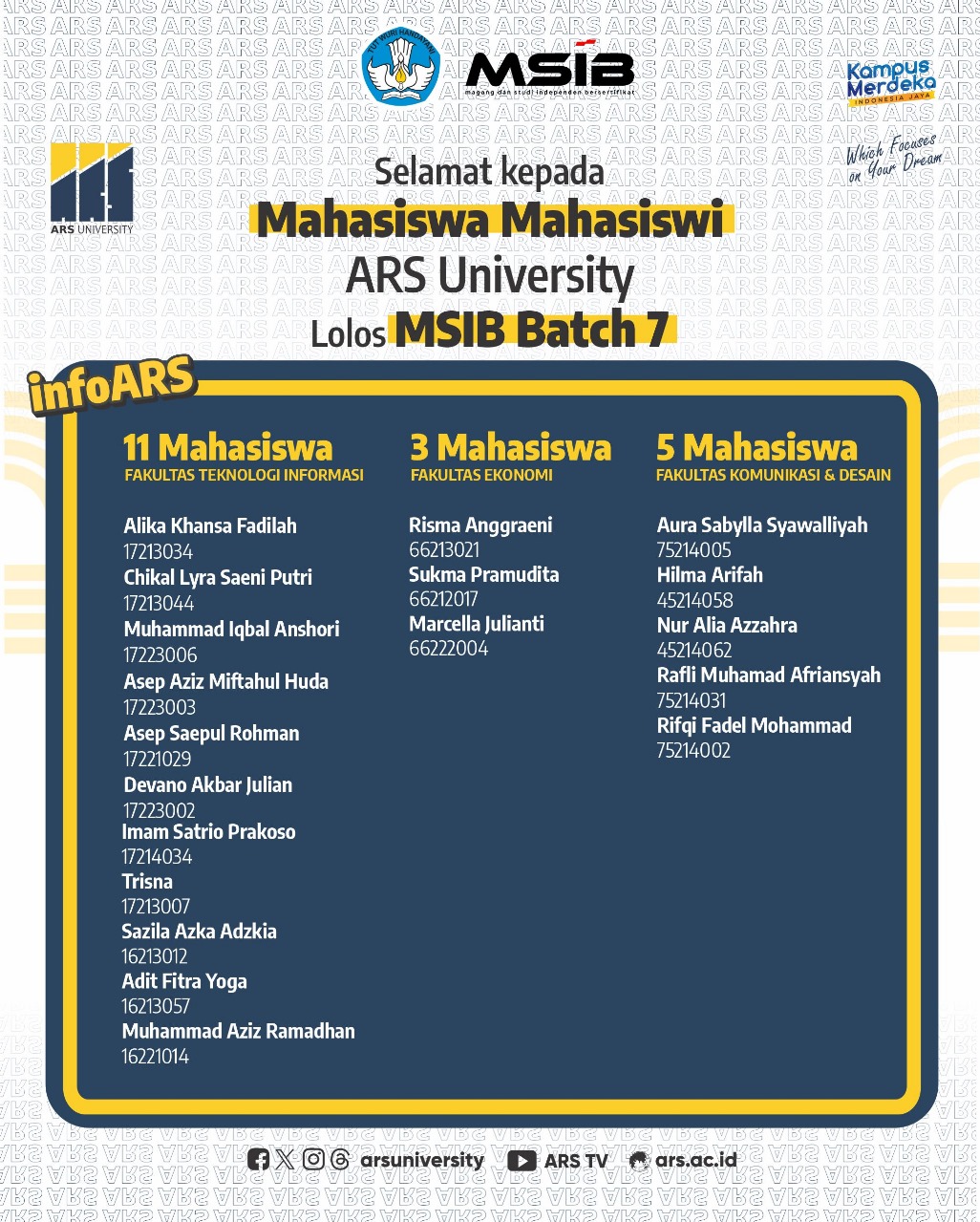 Mahasiswa ARS University Lolos Program MSIB Batch 7