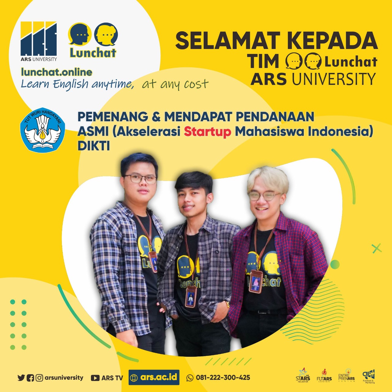 Start-Up Lunchat ARS University lolos pendanaan ASMI 2021